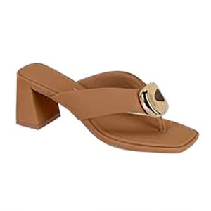 Tamanco Salto Vizzano Camel Feminino