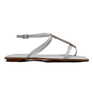 Sandália Rasteira Flats Fio de Ouro Feminino Off White