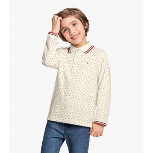 Camisa Polo Trick Nick Manga Longa Infantil Bege
