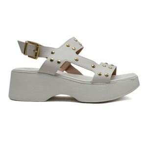 Sandália Plataforma Moleca Apliques Feminino Off White