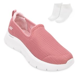 Tênis Skechers Go Walk Flex Feminino Rosa e Meia