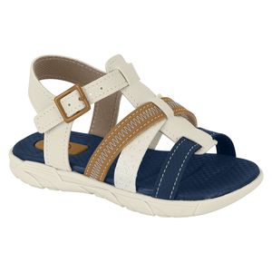Sandália Flats Molekinho Branco Off e Caramelo Infantil