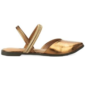 Sandália Rasteira Dakota Tira Strass Bico Fino Feminino Dourado
