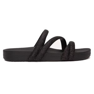 Tamanco Zaxy Slide Glitter Feminino Preto
