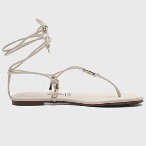 Sandália Rasteira Vizzano Amarração Detalhes Feminino Off White