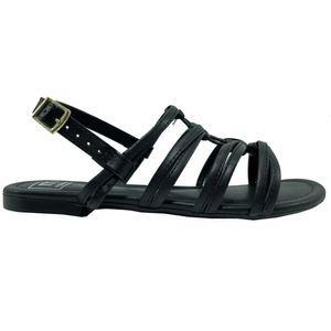 Sandália Rasteira Moleca Multi Tiras Feminino Preto