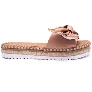 Tamanco Moleca Flat Laço Feminino Bege