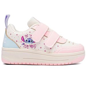 Tênis Casual Infantil Disney Stitch Velcro Menina Branco e Azul