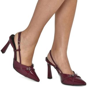 Scarpin Via Marte Salto Médio Fivelas Detalhe Feminino Vinho