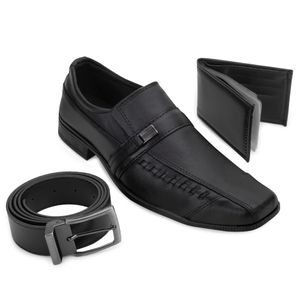 Kit Sapato Social Habat - Cinto e Carteira Masculino Preto