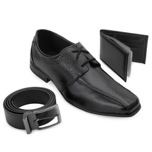 Kit Sapato Social Habat - Cinto e Carteira Masculino Preto