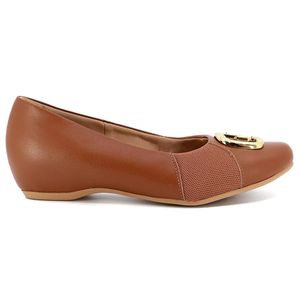 Sapatilha Couro Usaflex Joanete Enfeite Metal Feminino Marrom