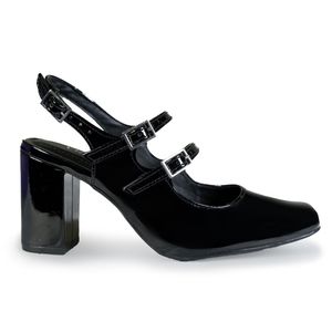 Sandália Feminino Tiras Fivela Verniz Via Marte Preto