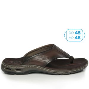 Chinelo Pegada em Couro Pinhão Masculino Marrom (Tamanhos Especiais)