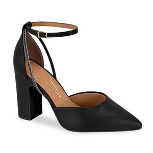 Scarpin Lace Up Vizzano Florença Salto Bloco Feminino Preto