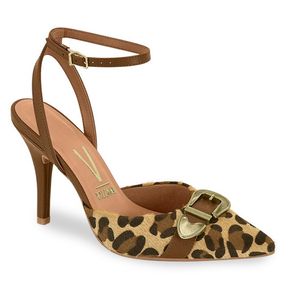 Scarpin Sling Back Vizzano Onça Feminino Animal Print