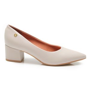 Scarpin Bico Fino Vizzano Salto Bloco Feminino Cinza Claro