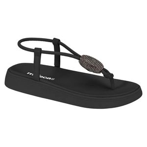 Sandália Feminina Rasteira Detalhe Moleca Preta