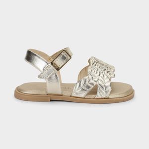 Sandália Infantil Bibi Shine Mini Dourada de Flores