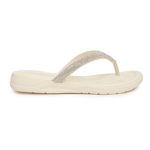 Chinelo Feminino Confort Tiras Brilho Comfortflex Branco Off