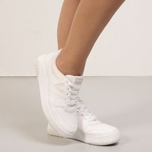 Tênis Feminino Casual Recortes Logo Via Marte Branco