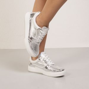 Tênis Feminino Casual Metalizado Via Marte Prata