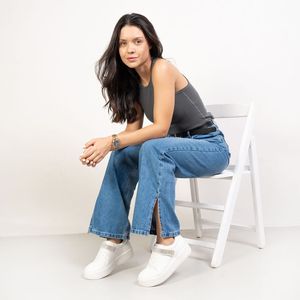 Tênis Feminino Casual Brilho Quiz Branco
