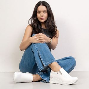 Tênis Feminino Salto Ziper Quiz Branco