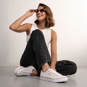 Tênis Unissex Casual Cadarço Coca Cola Branco Dourado